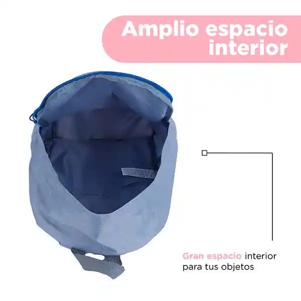 Mochila Básica Con Detalles en Contraste Gris Miniso