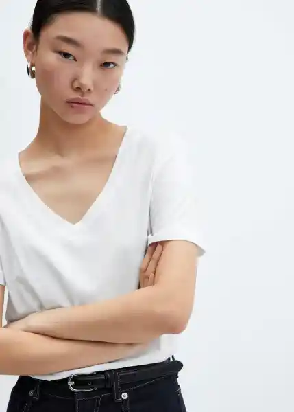 Camiseta Chalapi Blanco Talla XL Mujer Mango