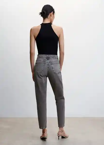 Pantalón Jean Mom 2000 Tejano Gris Oscuro Talla 34 Mujer Mango