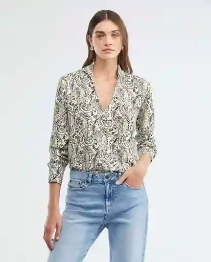 Camisa Ml Bowtie Blouse Crudo Prístino Claro Talla M Mujer Chevignon