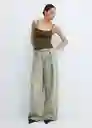 Top Bacará Khaki Talla S Mujer Mango