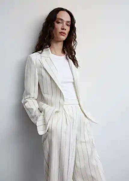 Blazer Americana Sophie Offwhite Talla 24 Mujer Mango