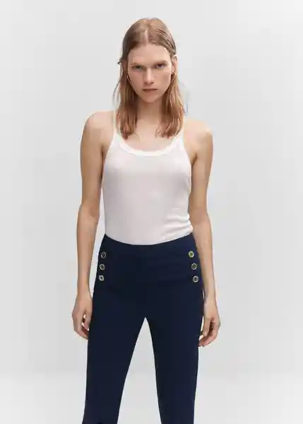 Pantalón Botones Navy Talla 32 Mujer Mango