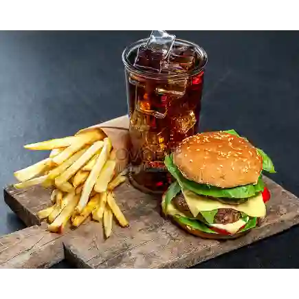 Combo Parejas Hamburguesa Pollo con Papas y Gaseosa