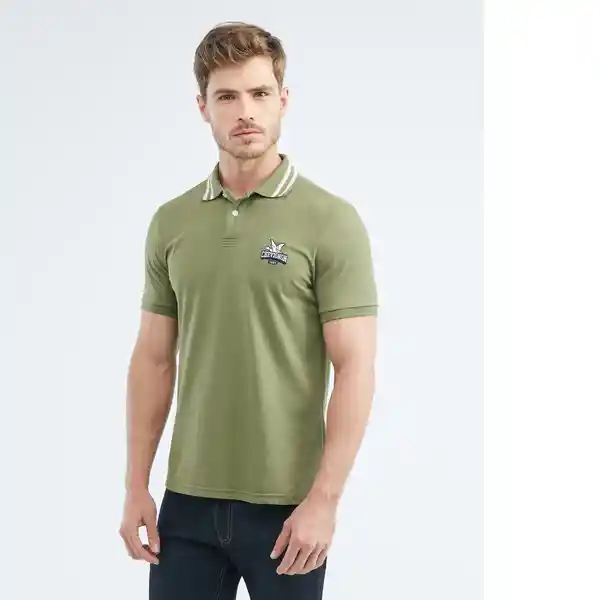 Camiseta Strips Neck Hombre Verde Medio Talla S Chevignon