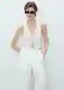 Pantalón Fado Blanco Talla 40 Mujer Mango