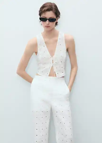 Pantalón Fado Blanco Talla 40 Mujer Mango