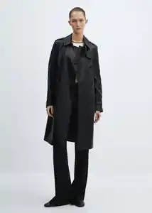 Gabardina Trench Polanapu Negro Talla 28 Mujer Mango