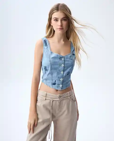 Camisa Mujer Azul Talla M 311G000_AZU174021 Americanino