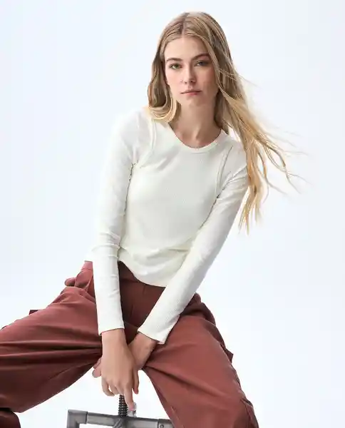 Camiseta Mujer Crudo Talla M 601G013_CRU110606 Americanino