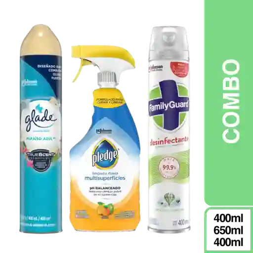 Combo Glade Paraiso Azul + Pledge + Family Guard