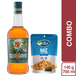 Combo Ancheta Ron Quimbaya Gold + Del Alba Maíz Tostado Con Sal