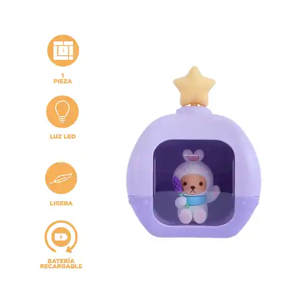 Lámpara Nocturna Led Sakura Lavanda Serie Teddy Bear Miniso