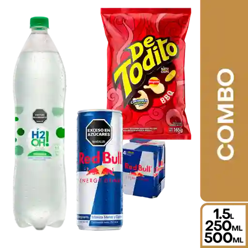 Combo H2Oh! Gaseosa Limonata + Red Bull 4 Und + De Todito Bbq