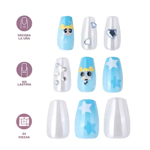 Set Uñas Postizas Serie Las Chicas Superpoderosas 04 Miniso