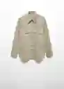 Sobrecamisa Chino2 Khaki Talla 18 Mujer Mango