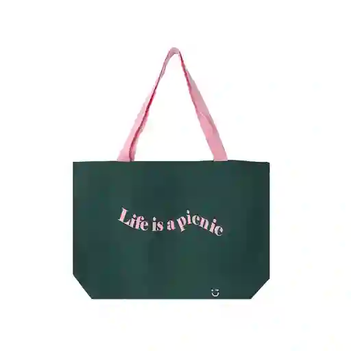 Bolsa de Compras Life is a Picnic Verde Miniso