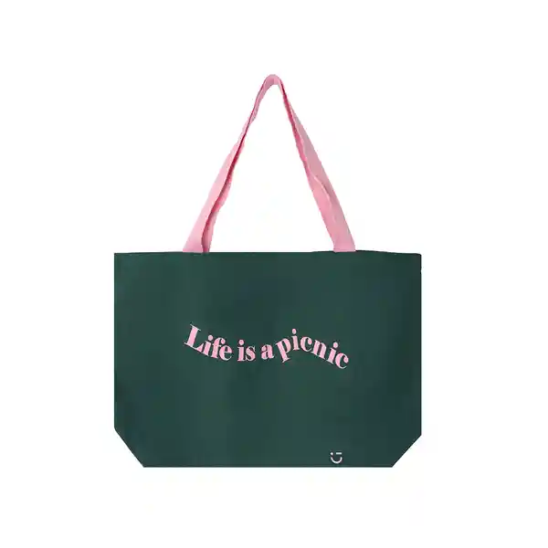Bolsa de Compras Life is a Picnic Verde Miniso