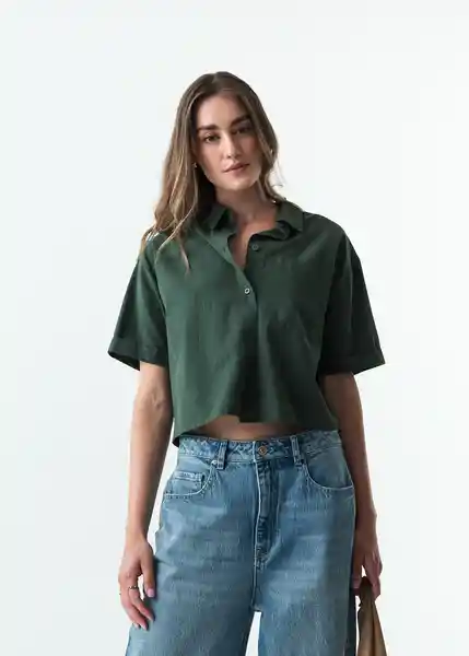 Camisa Cely Mujer Verde Hidai Ultraoscuro Talla S 513G351 Naf Naf