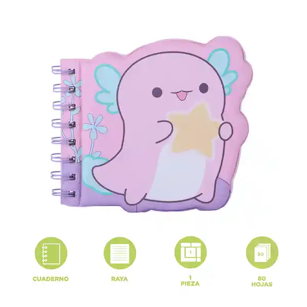 Libreta Argollada 80 Hojas Serie Axolotl Story Miniso