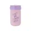 Botella Con Tapa Abatible de Serie Letters Rosa 400 mL Miniso