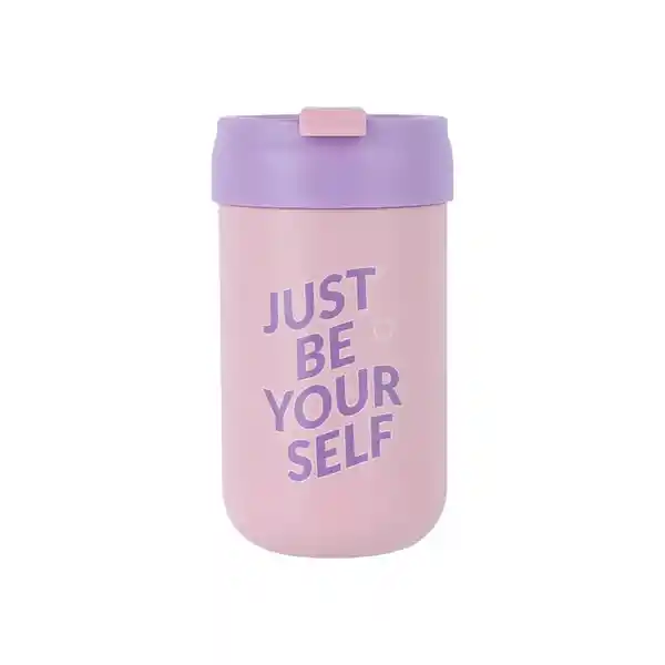 Botella Con Tapa Abatible de Serie Letters Rosa 400 mL Miniso