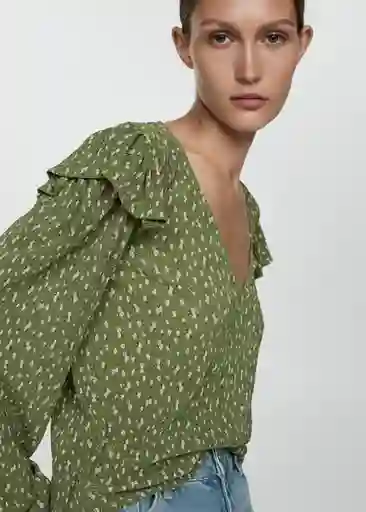 Blusa Pomelo Verde Talla XL Mujer Mango