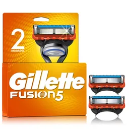 GILLETTE Fusion 5 Repuestos Cuchilla de Afeitar Máquina de Afeitar Hombre con 5 Hojas Afeitado más al Ras Afeitadora para Hombre 2 Uds