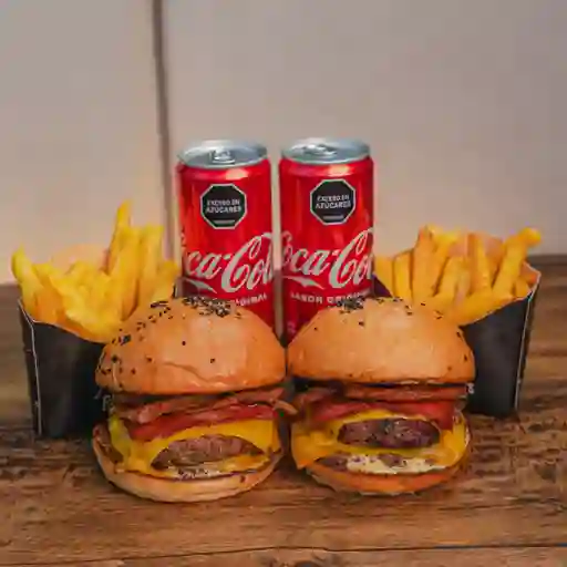 2 Crispy jack +2 coca colas+papas gratis
