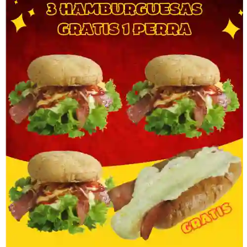 3 Hamburguesas Gratis una Perra