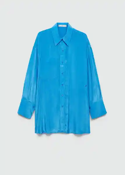 Camisa Ramona Azul Talla L Mujer Mango