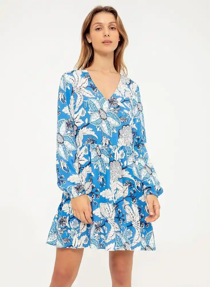 Gef Vestido Mujer Azul/Estampado L