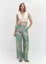 Pantalón Christen Off White Talla 36 Mujer Mango