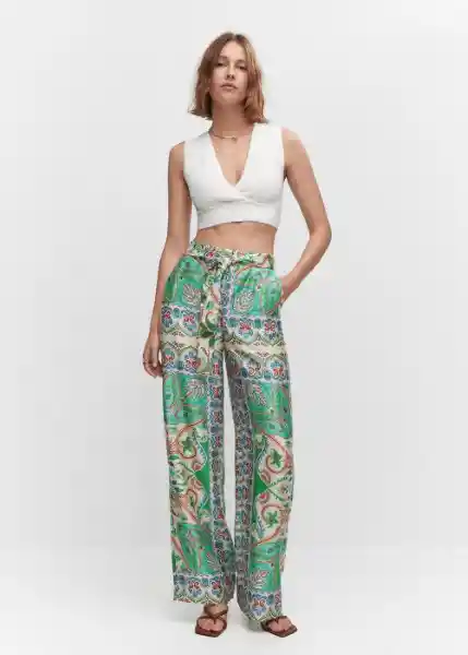 Pantalón Christen Off White Talla 36 Mujer Mango