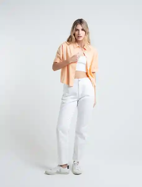 Camisa Mouir Mujer Naranja Alberchigo Claro Talla M Naf Naf