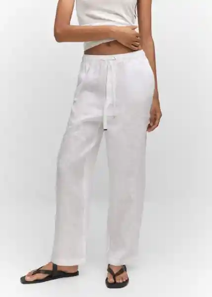 Pantalón Linen Blanco Talla 18 Mujer Mango