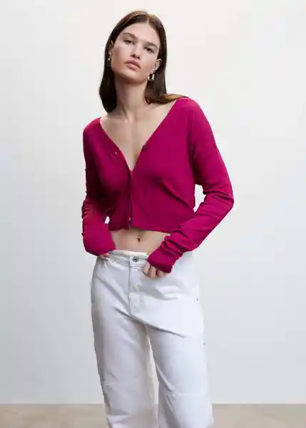 Cárdigan Crayon Fucsia Talla L Mujer Mango