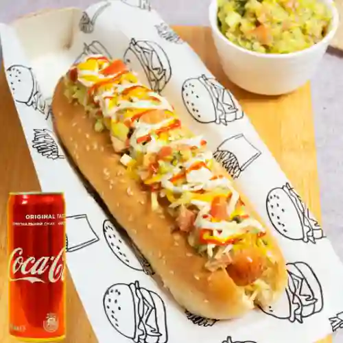 Perro Mexicano + Coca Cola en Lata