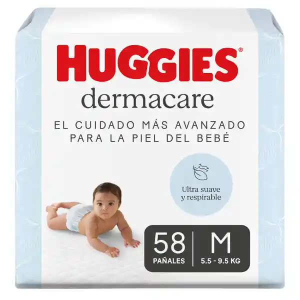 Pañales Huggies Dermacare Etapa 2/M Cuidado Mas Avanzado 58 Und
