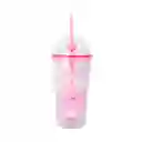 Botella de Plástico Con Pitillo Serie Loopy Rosa 600 mL Miniso