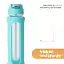 Vaso de Vidrio Tapa Abatible Pico Asa Verde 580 mL Serie Miniso