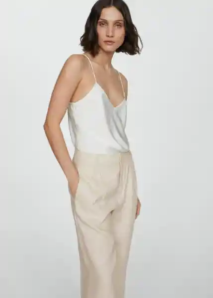 Pantalón Maneli Beige Talla 36 Mujer Mango