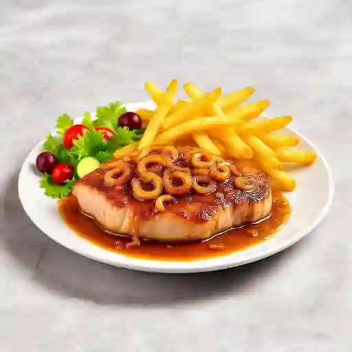 Lomo de cerdo encebollado