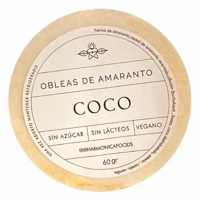 Obleas de Amaranto Sabor Coco