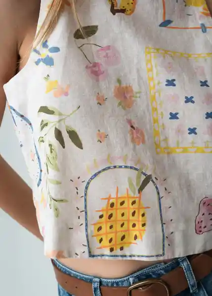 Camisa Ruri Mujer Crudo Marfil Claro T S 012G387 Naf Naf