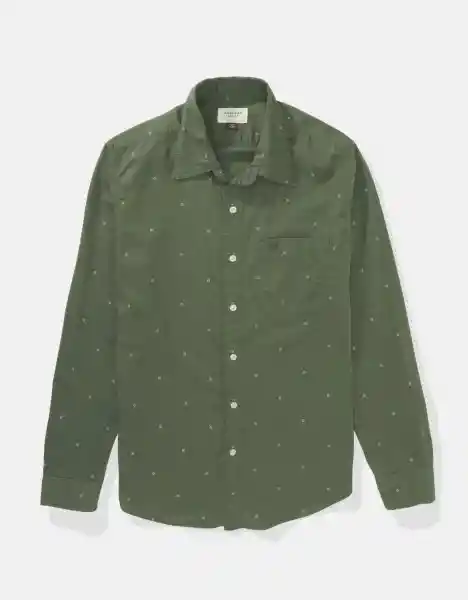 Camisa Clásico Manga Larga Hombre Verde MEDIUM American Eagle