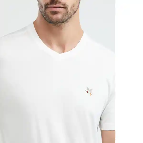 Camiseta Básica Cuello V Hombre Blanco Talla L Chevignon