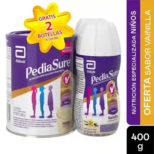 Pediasure Alimento Infantil y Polvo Vainilla 400 g + 2 x 220 mL