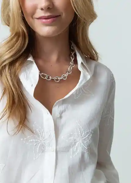 Camisa Nani Mujer Crudo Puro Claro Talla L 012G333 Naf Naf