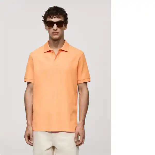 Camisa Polo Rea Naranja Pastel Talla S Hombre Mango